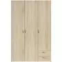 PARISOT Armoire VARIA - Décor chene - 3 portes battantes + 2 tiroirs - L 120 x H 185 x P 51 cm - PARISOT