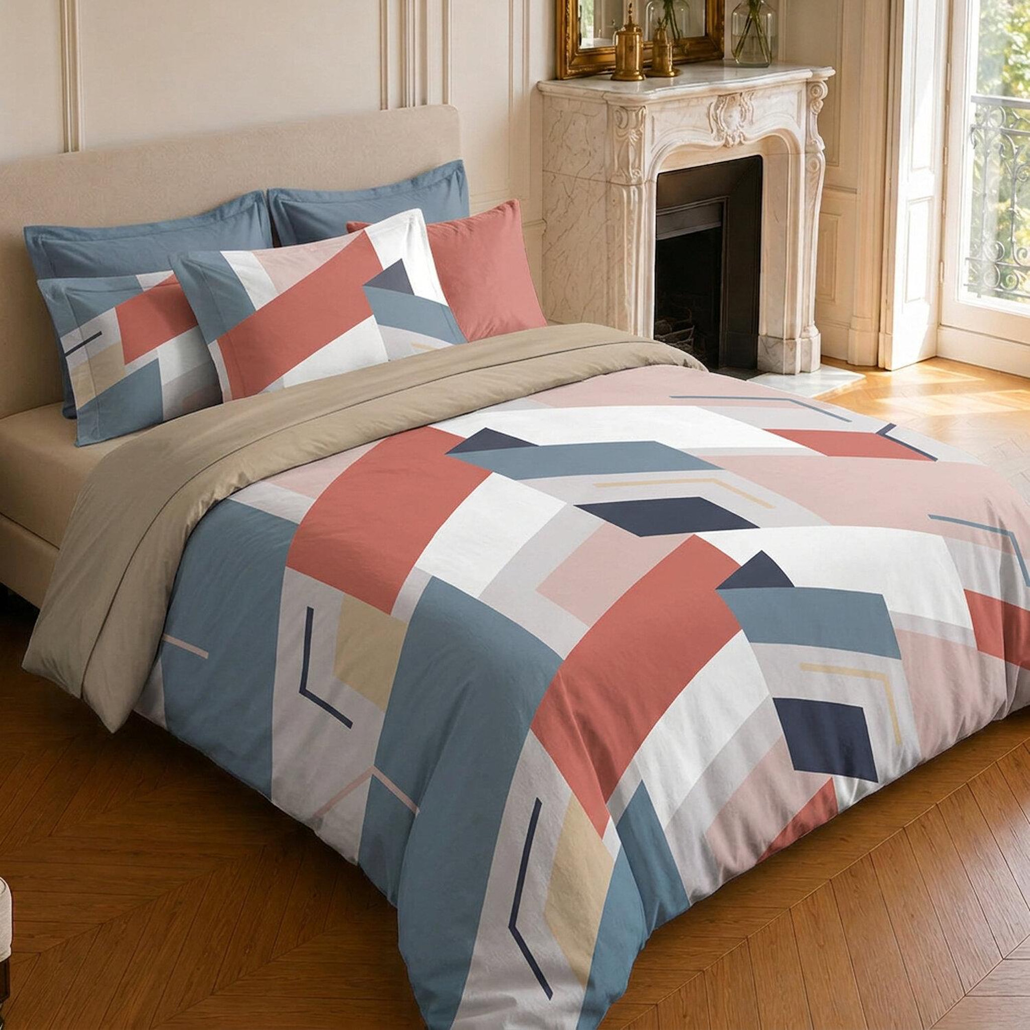 Voir la diapositive 2 : Home collection Parure housse de couette imprimée 100% microfibre - pepite - 220x240 cm