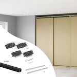 EMUCA SRL Kit de ferrures pour Flow2 2 portes coulissantes et à fermeture souple avec rails encastrés 2 - 35m -  panneaux non inclus -  Peint en Noir