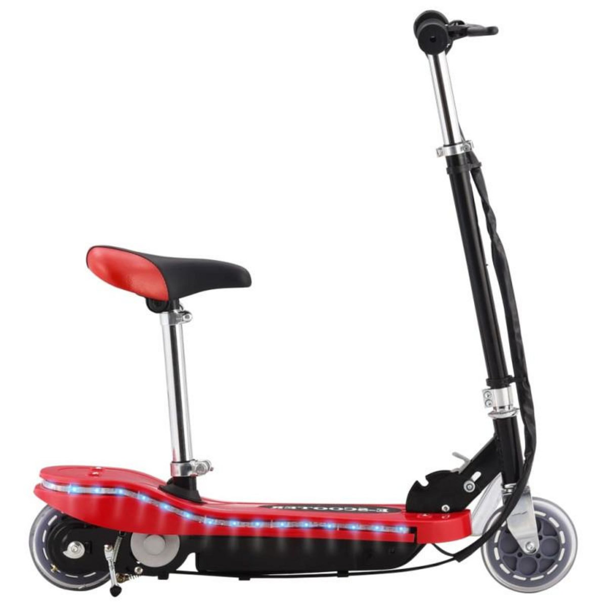 VIDAXL Trottinette pour enfants avec selle et LED 120 W rouge