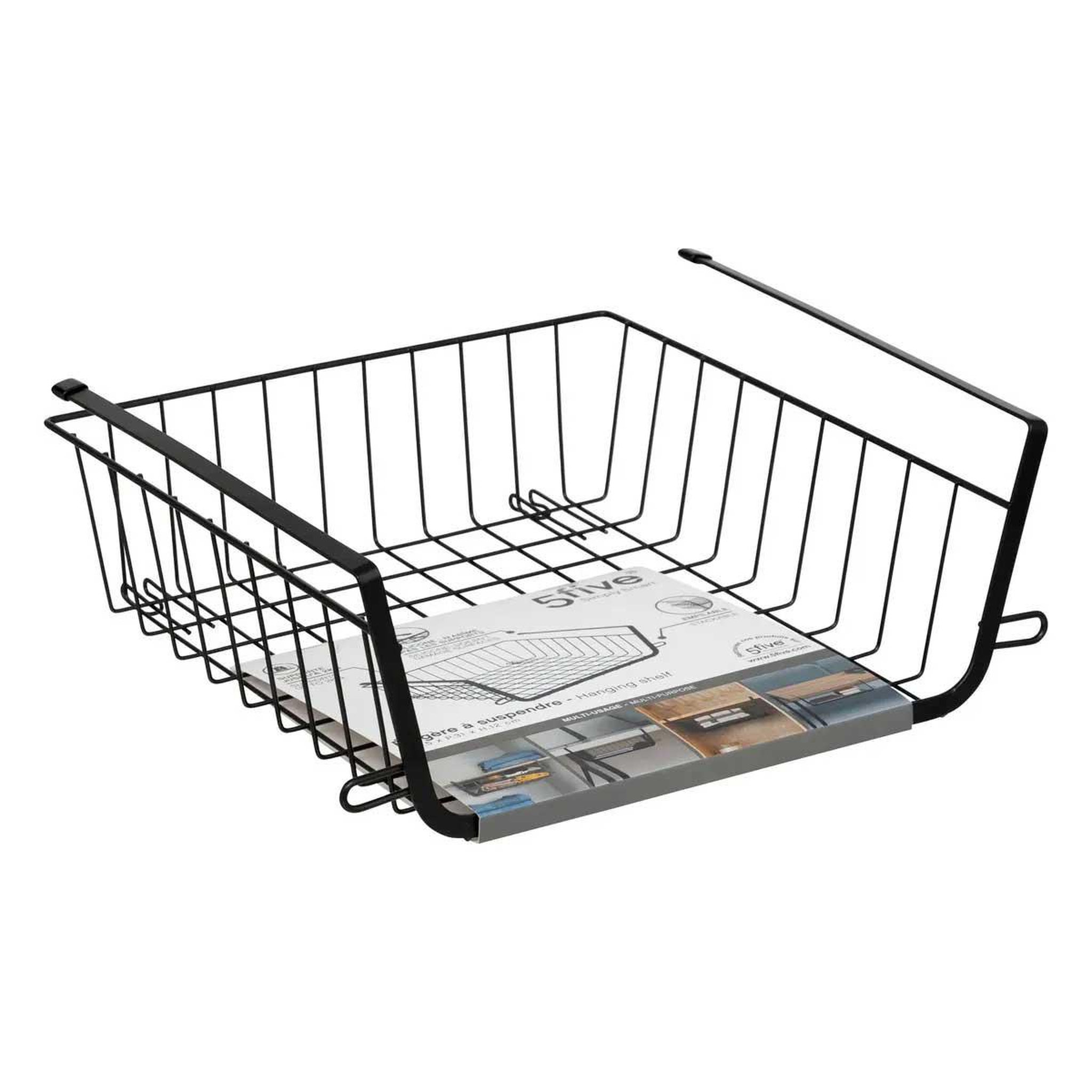 Voir la diapositive 5 : FIVE Panier à suspendre en métal  dressing  31cm noir