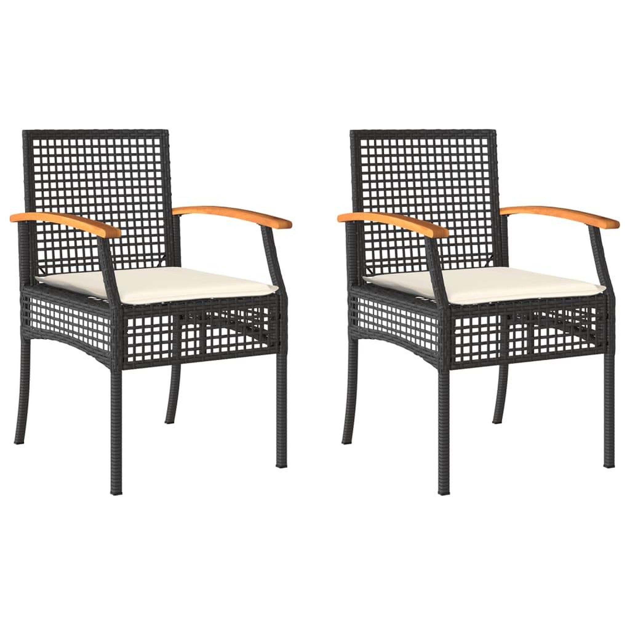 Voir la diapositive 2 : VIDAXL Chaises de jardin coussins lot de 2 noir resine tressee acacia
