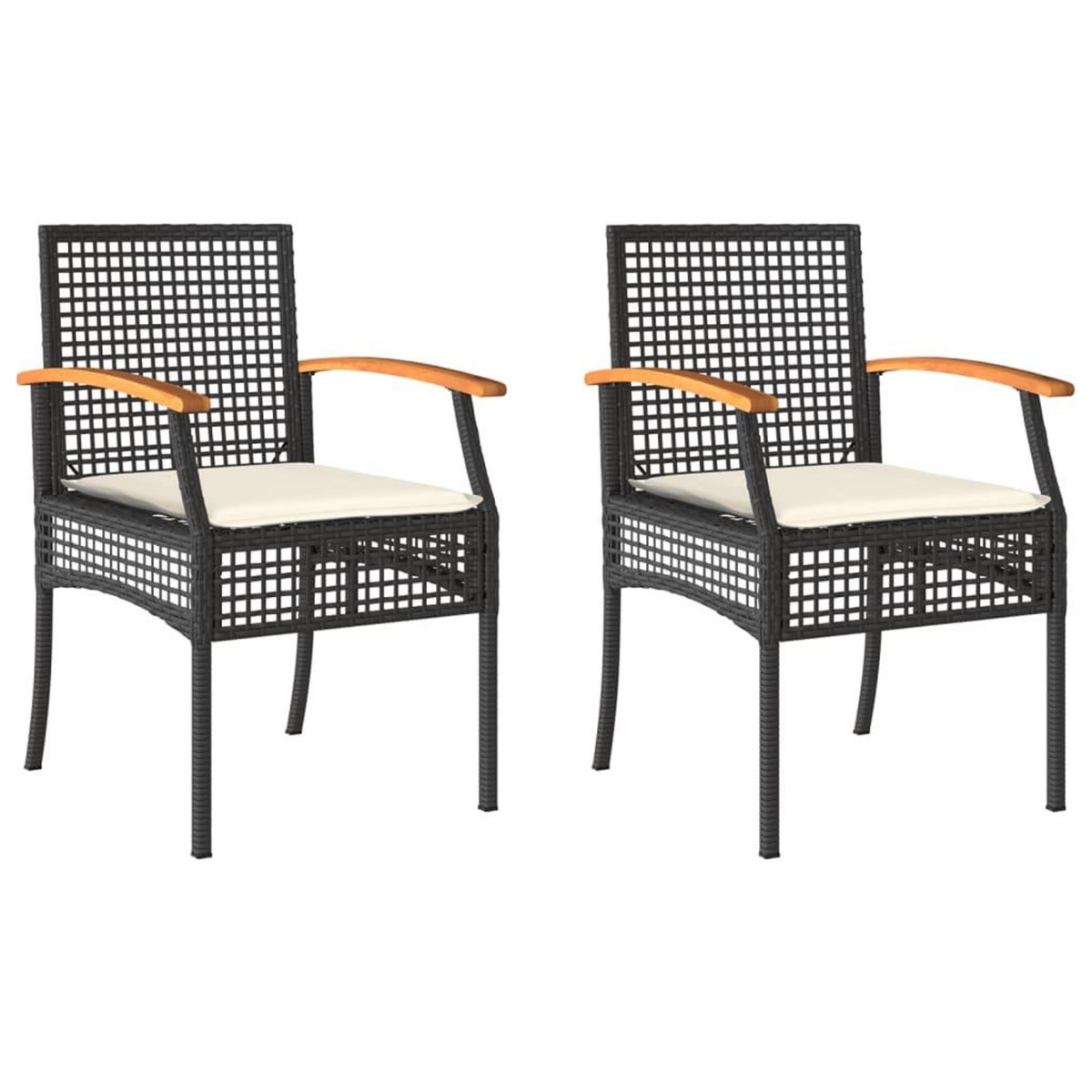 VIDAXL Chaises de jardin coussins lot de 2 noir resine tressee acacia