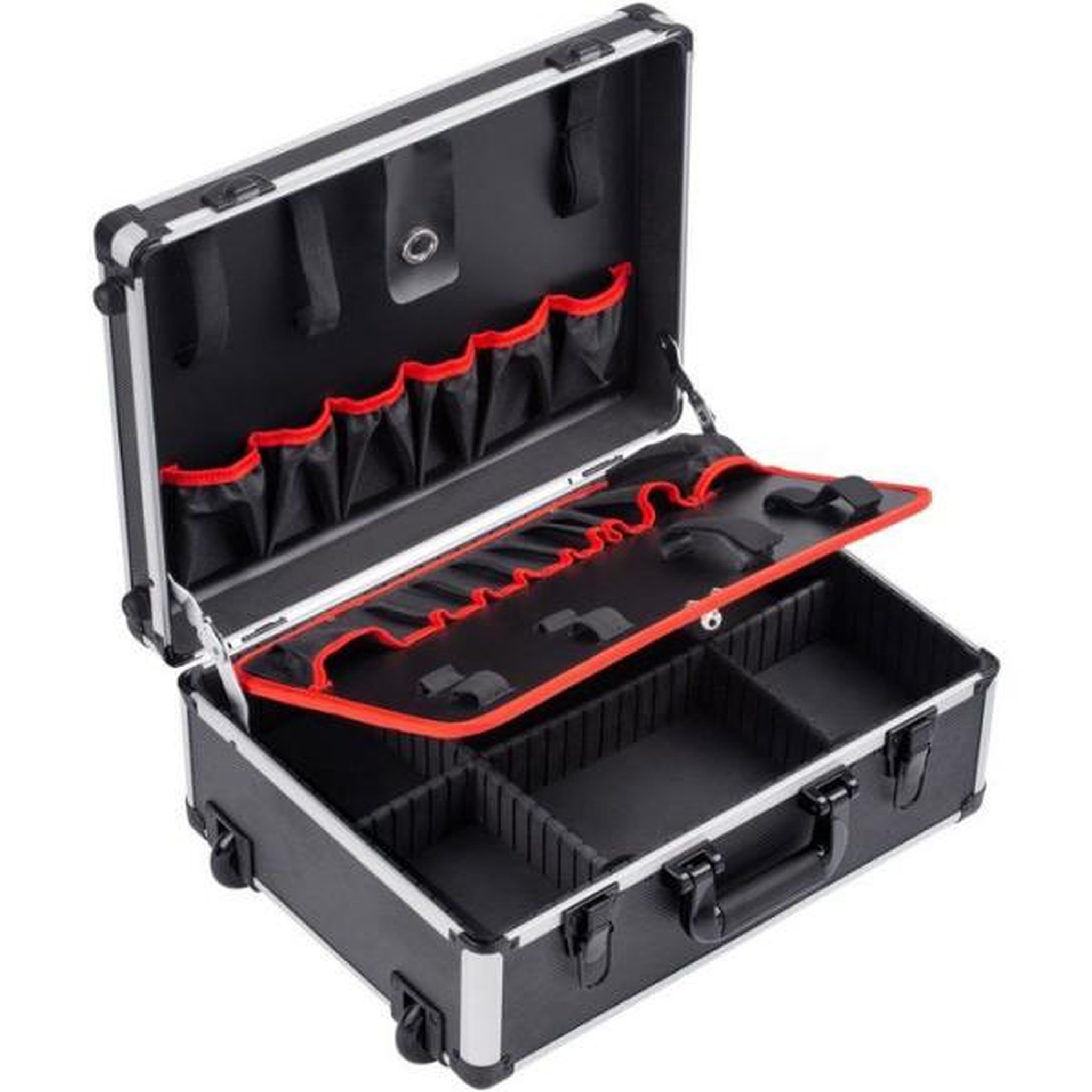 MEISTER Trolley a outils vide - meister - alu - 46 x 35 x 19 cm - compartiments 15 + 6 - poignée extensible + 2 roulettes