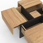Voir la diapositive 6 : ID MARKET Table basse carrée TALIA 70 cm avec tiroirs bois et noir