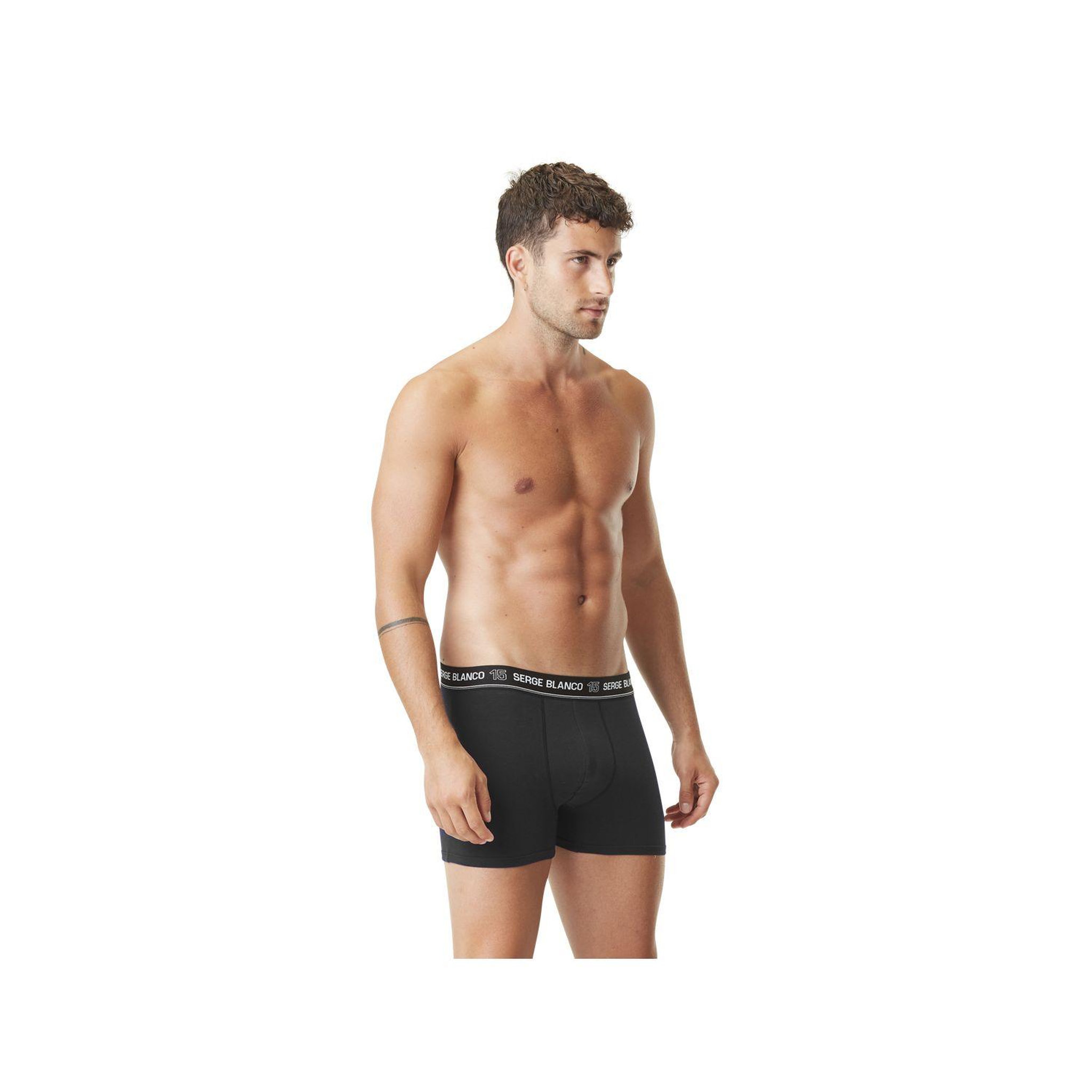 Voir la diapositive 4 : SERGE BLANCO Lot de 4 Boxers coton homme uni