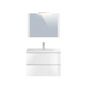 Voir la diapositive 4 : Meuble de salle de bain 1 vasque 2 tiroirs et miroir LED L80cm MILA