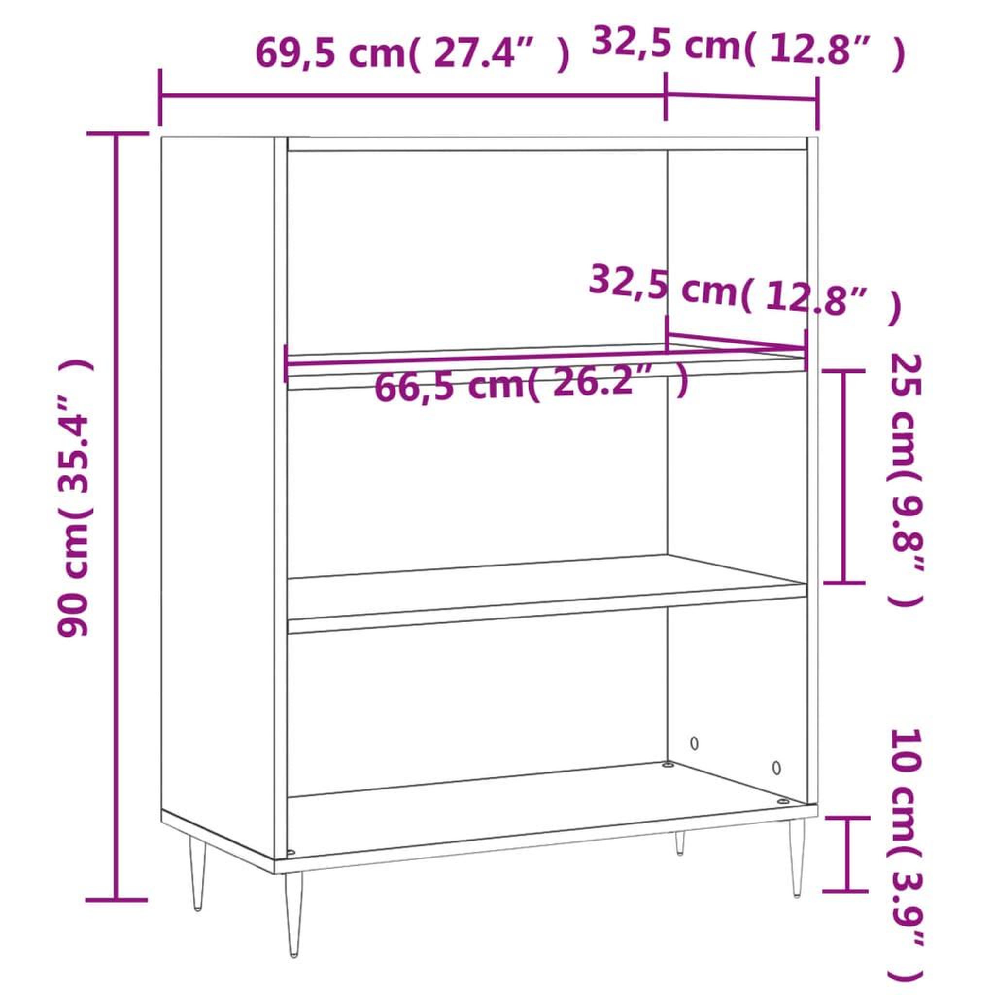 Voir la diapositive 6 : VIDAXL Bibliotheque blanc brillant 69,5x32,5x90 cm bois d'ingenierie