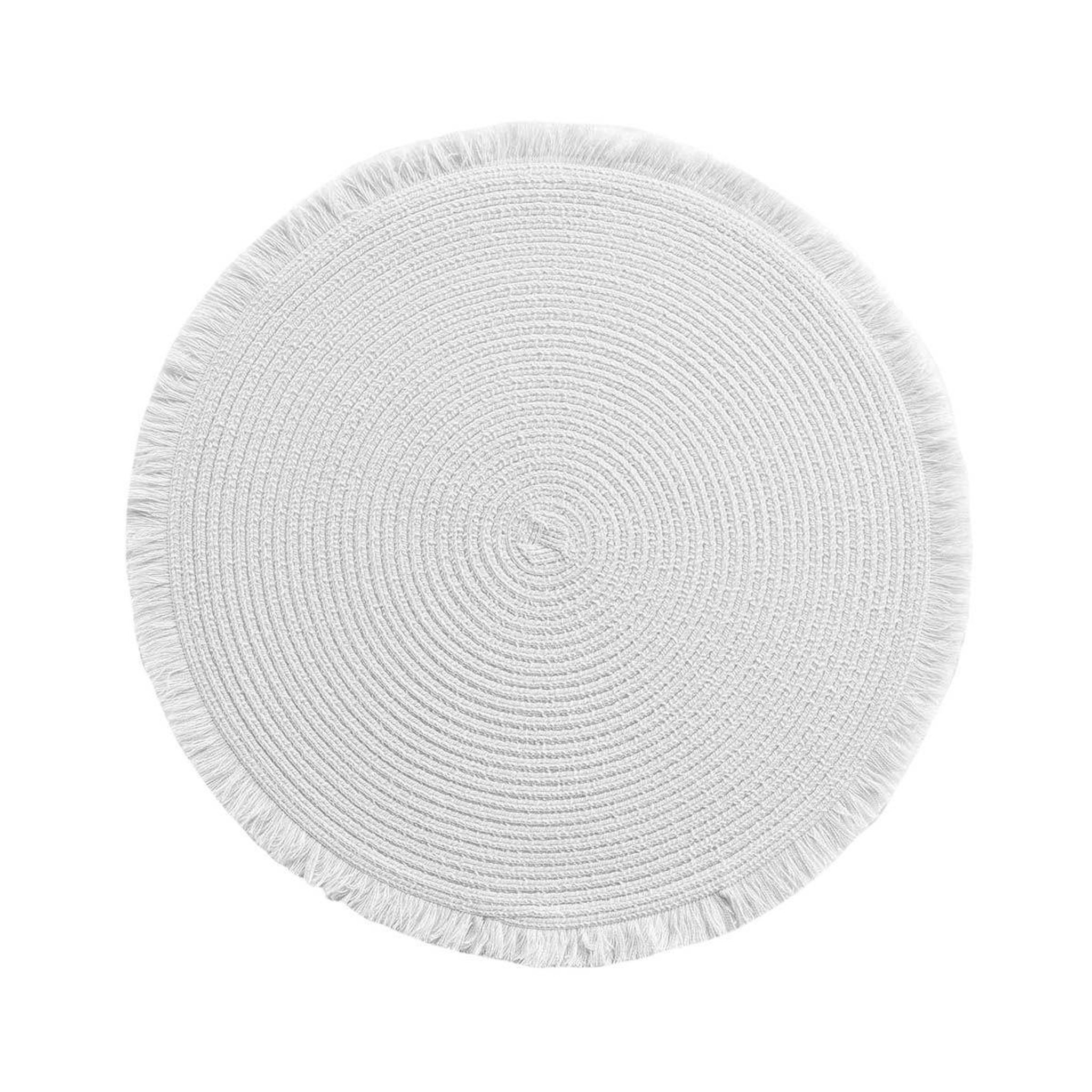 Douceur d'Intérieur Set de table rond avec franges  falbala  38cm blanc