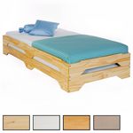 IDIMEX Lot de 2 lits superposables RONNY en pin, 90 x 200 cm. Coloris disponibles : Marron, Blanc