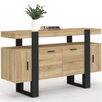 ID MARKET Buffet 140 cm PHOENIX 4 portes bois et noir