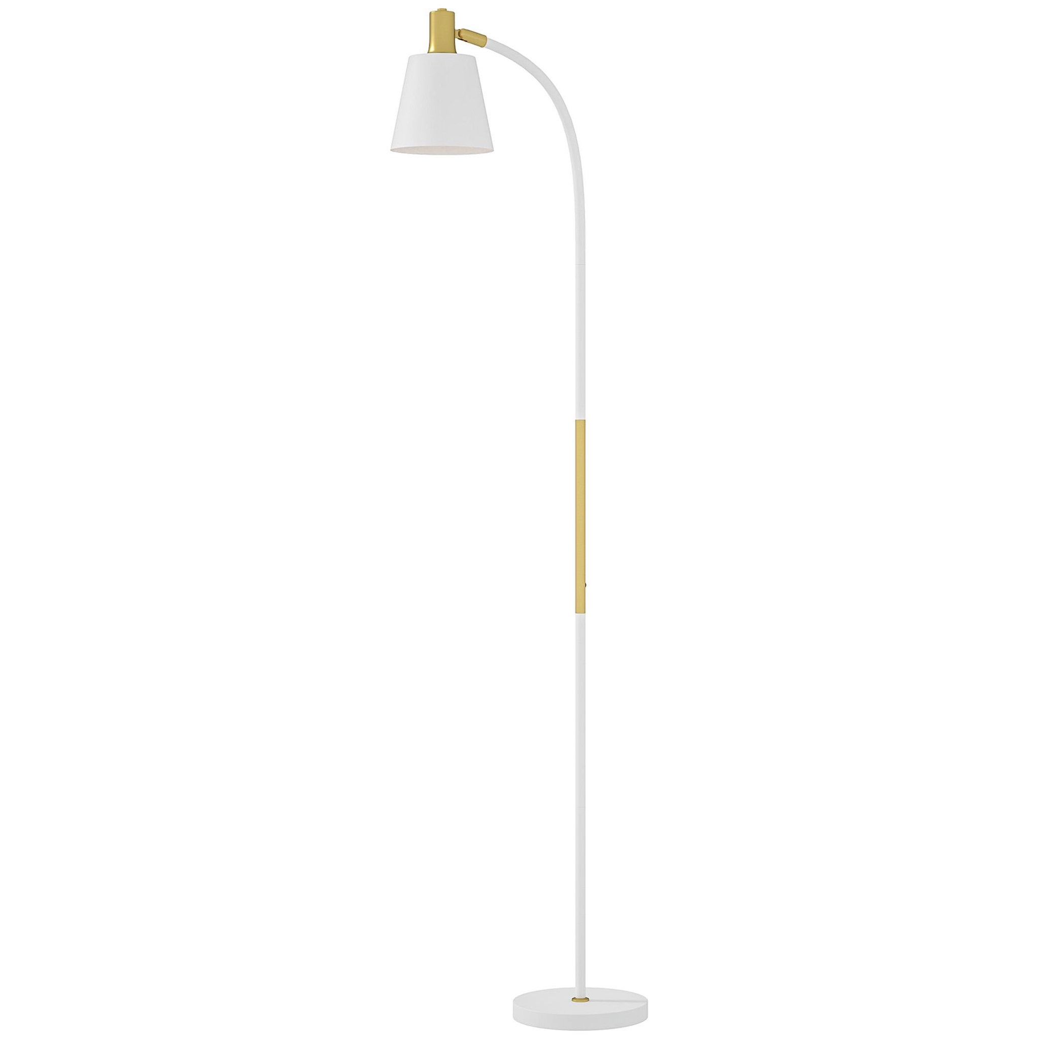 HOMCOM Lampadaire design néo-rétro hauteur réglable H.127-160 cm métal plastique blanc doré