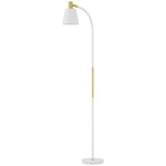 HOMCOM Lampadaire design néo-rétro hauteur réglable H.127-160 cm métal plastique blanc doré