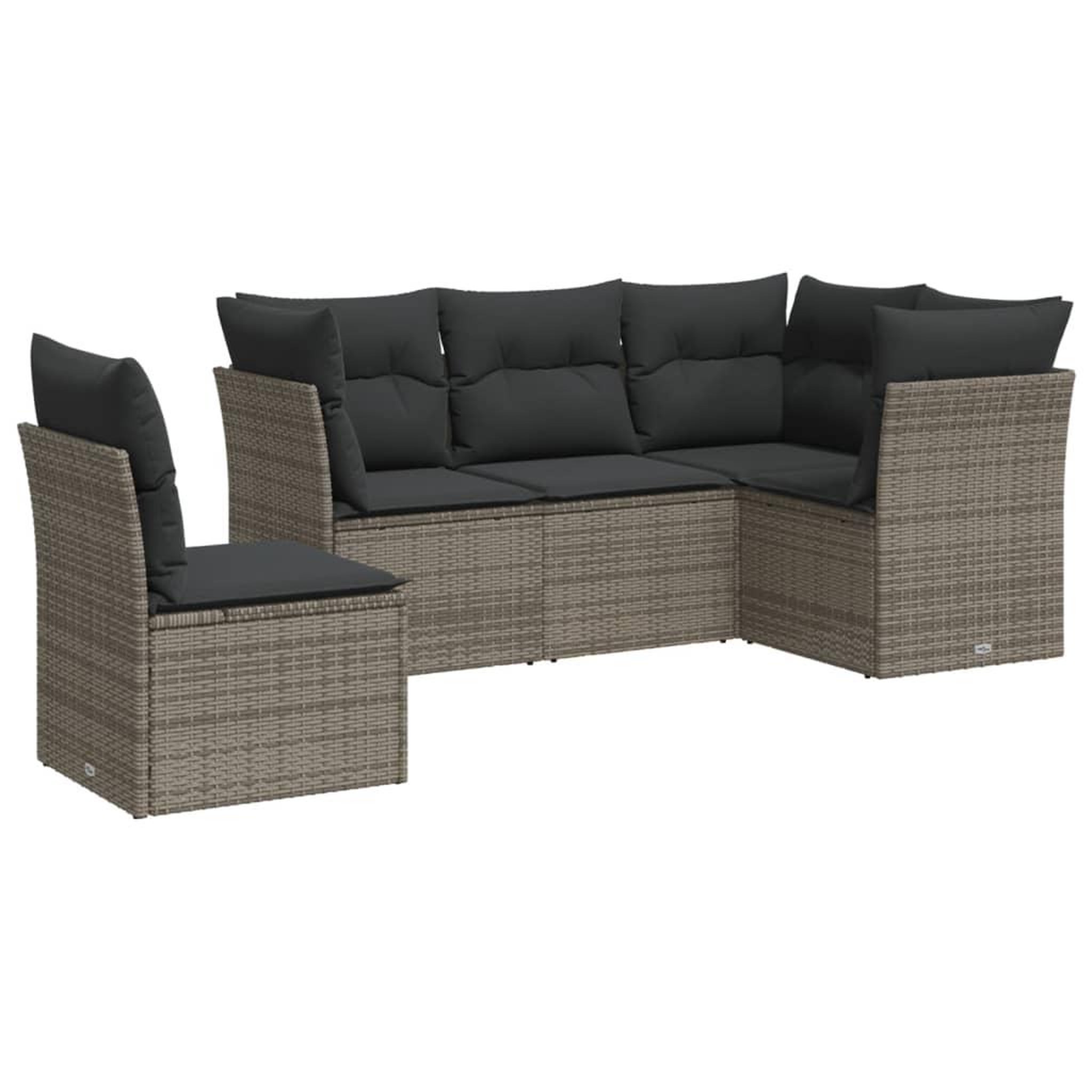 Voir la diapositive 2 : VIDAXL Salon de jardin 5 pcs avec coussins gris resine tressee