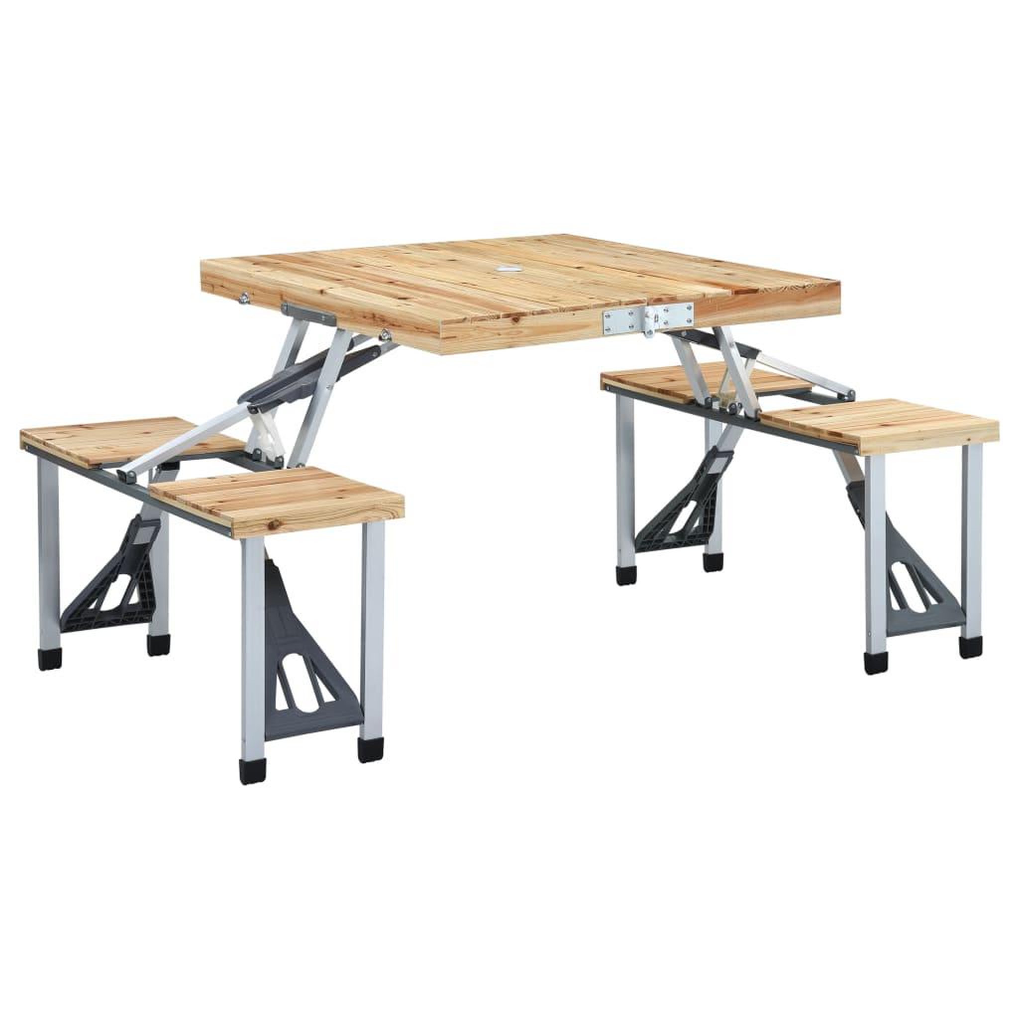 VIDAXL Table pliable de camping avec 4 sieges Acier Aluminium