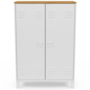 Voir la diapositive 3 : ID MARKET Armoire basse ESTER 2 portes métal blanc et plateau bois design industriel