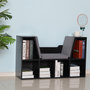 Voir la diapositive 4 : HOMCOM Bibliothèque banc 2 en 1 design contemporain 6 casiers 3 coussins fournis 102L x 30l x 61H cm noir gris