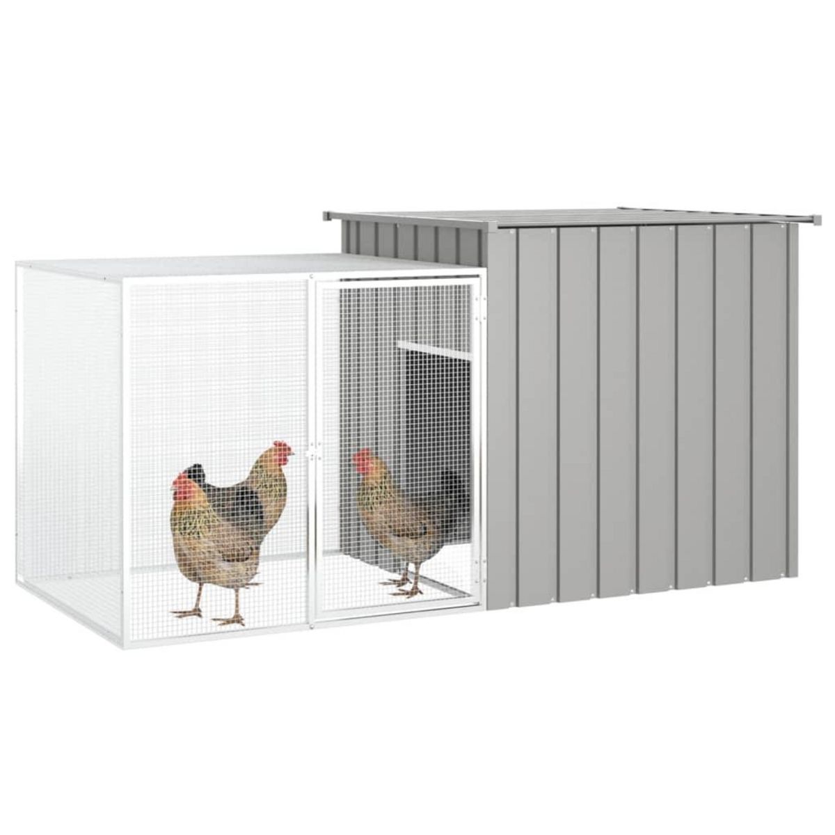 VIDAXL Cage pour poules Gris 200x91x100 cm Acier galvanise