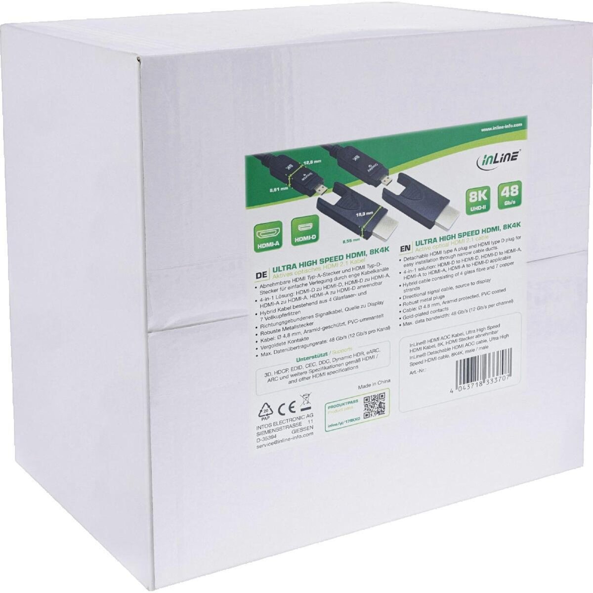 Maison & marques Câble HDMI Manhattan 4043718333776 AOC InLine® Noir 80 mètres