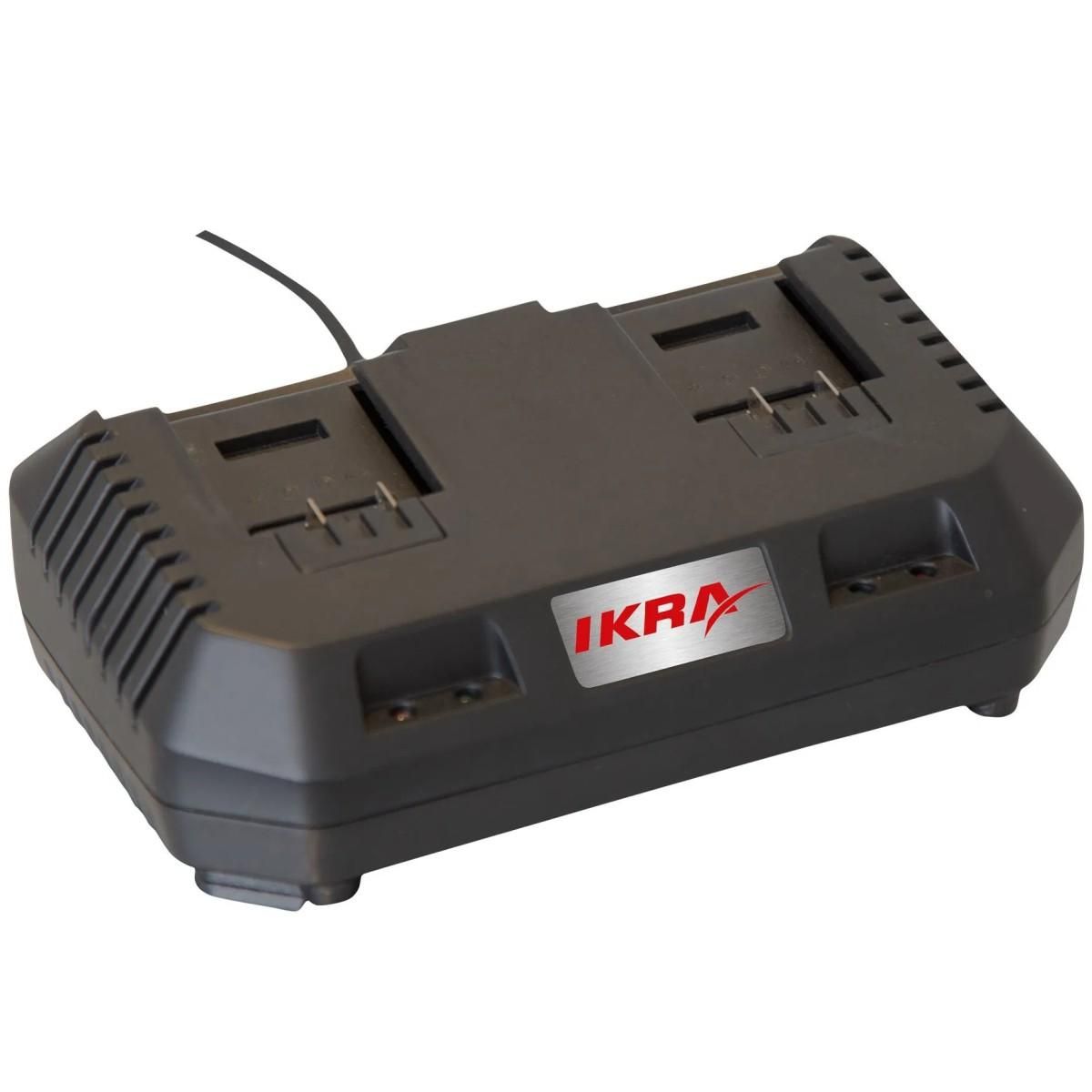 Ikra Tronçonneuse sans fil 40V - Guide OREGON 35,5 cm - 2 batteries lithium 2.0Ah - Chargeur Double - Tendeur de chaine rapide IKRA