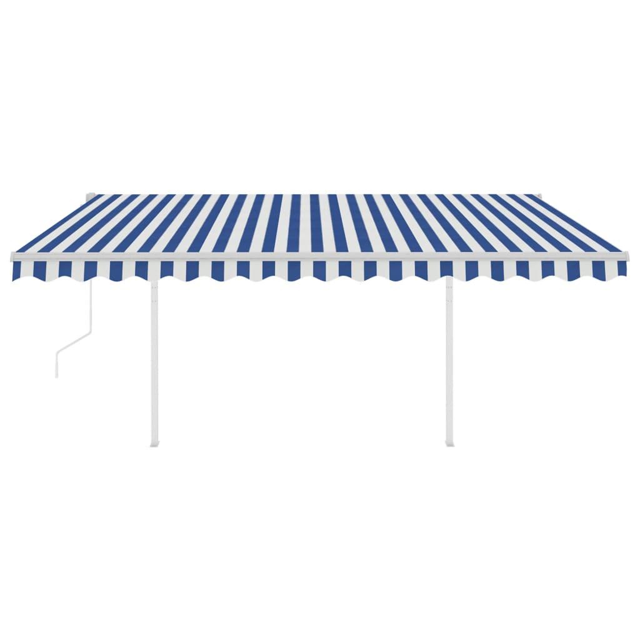 Voir la diapositive 4 : VIDAXL Auvent automatique capteur de vent/LED 4x3,5 m Bleu et blanc