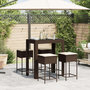 Voir la diapositive 3 : VIDAXL Ensemble de bar de jardin avec coussins 5 pcs marron poly rotin