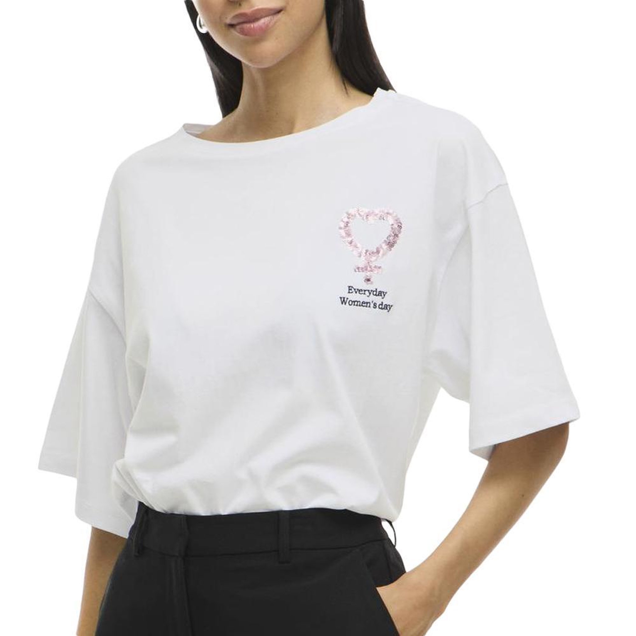 Vila T-Shirt Blanc Femme Vila Vihabon. Coloris disponibles : Blanc