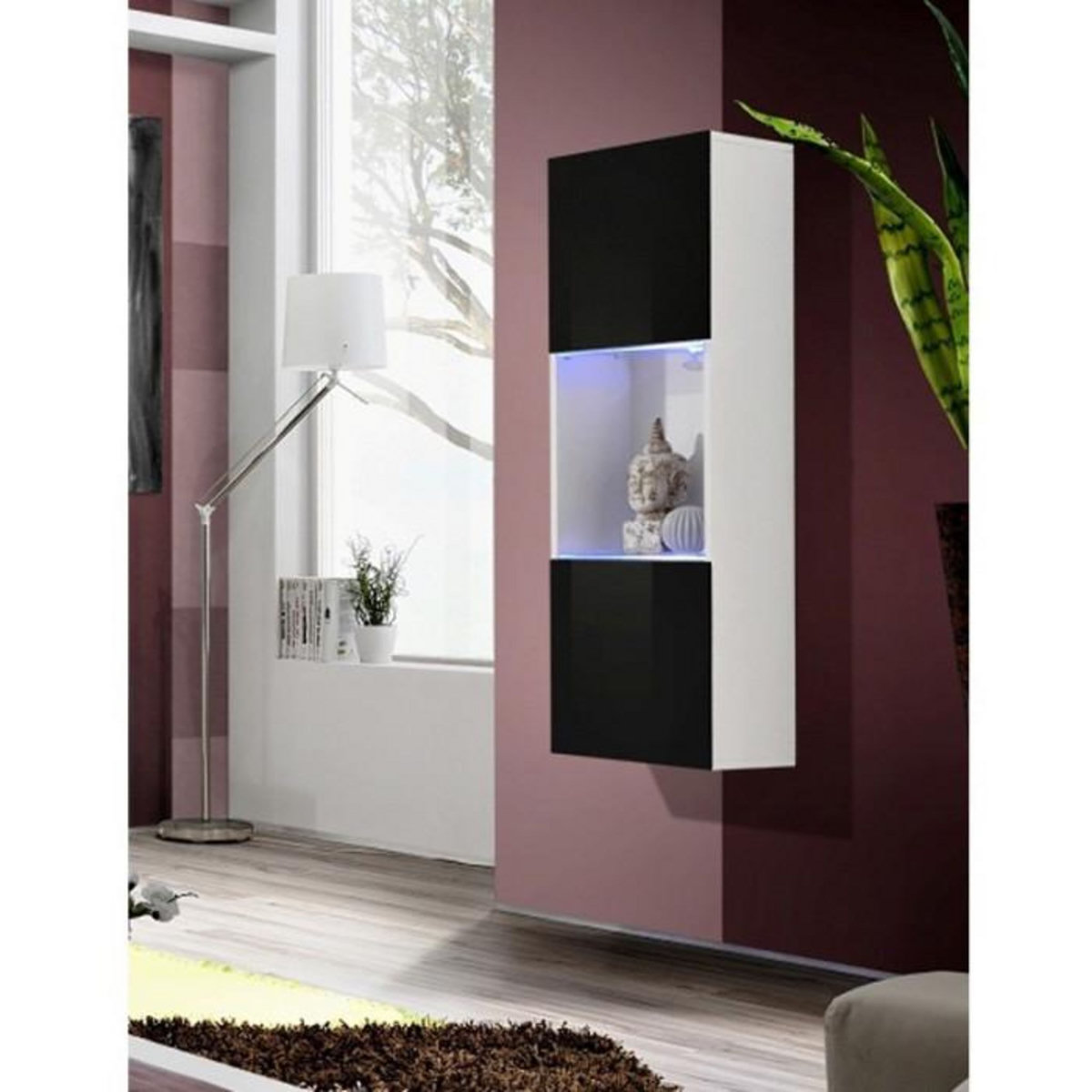 Paris Prix Vitrine LED Murale Design  Fly III  126cm Noir & Blanc