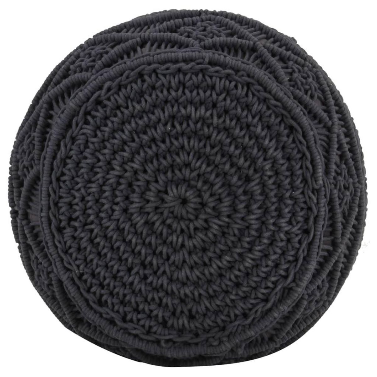 VIDAXL Pouf fait a la main en macrame Anthracite 45x30 cm Coton