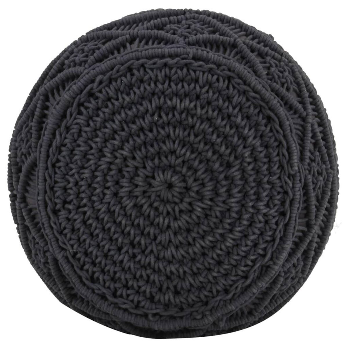 VIDAXL Pouf fait a la main en macrame Anthracite 45x30 cm Coton