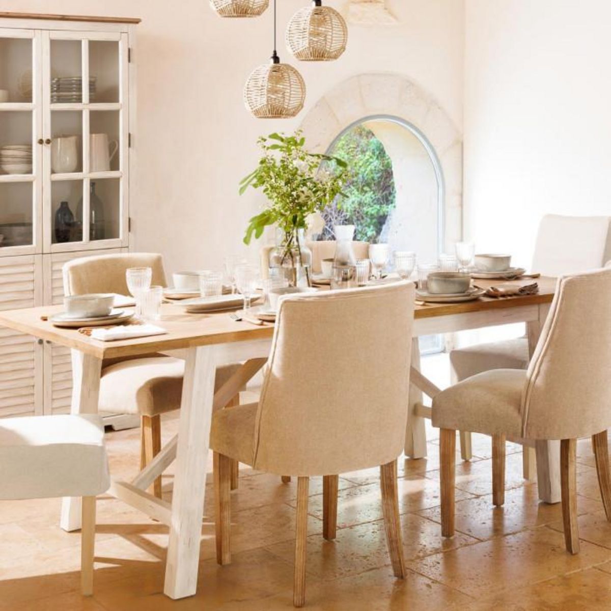 ATMOSPHERA Table à Manger en Bois  Olbia  200cm Blanc