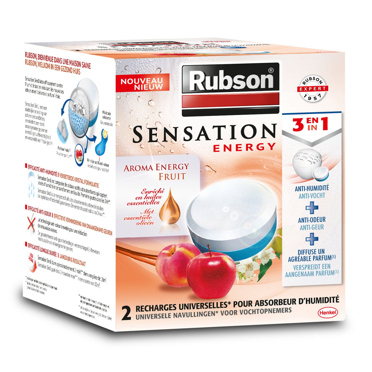 RUBSON Lot de 2 recharges Sensation 3en1 Aroma Energy Fruit