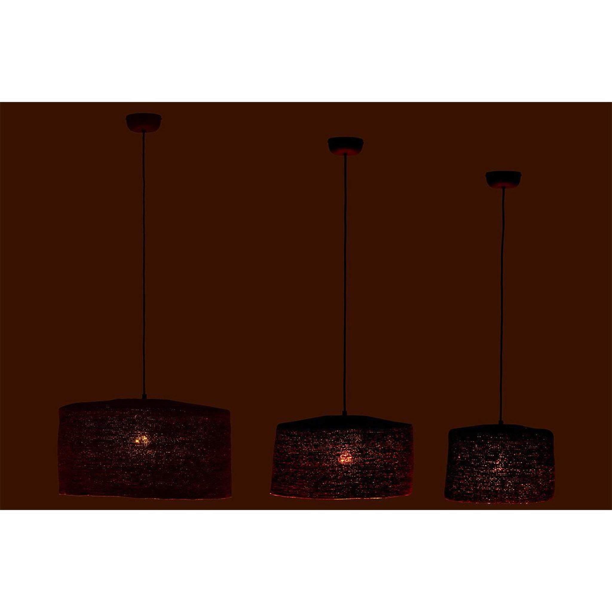 Voir la diapositive 4 : J-LINE Lot de 3 lampes suspension  moonj  50cm rouille