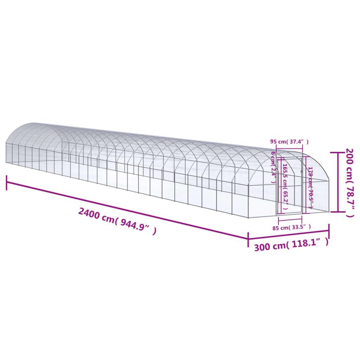 VIDAXL Poulailler d'exterieur 3x24x2 m Acier galvanise