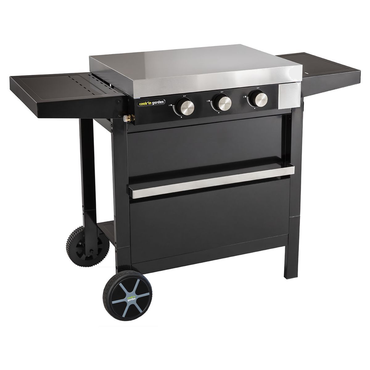 COOK'IN GARDEN Plancha gaz 3 brûleurs sur chariot avec couvercle FINESTA