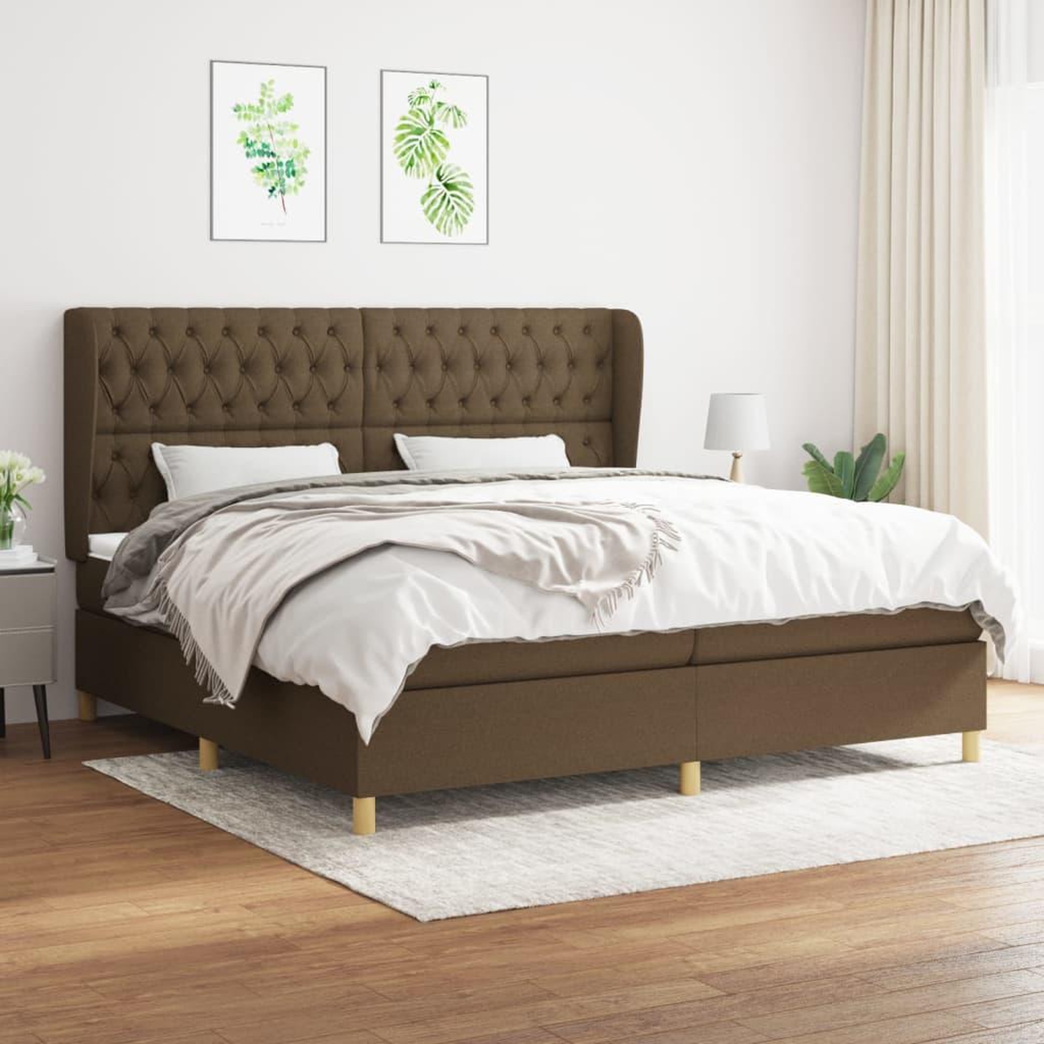 Voir la diapositive 1 : VIDAXL Sommier a lattes de lit avec matelas Marron fonce 200x200 cm
