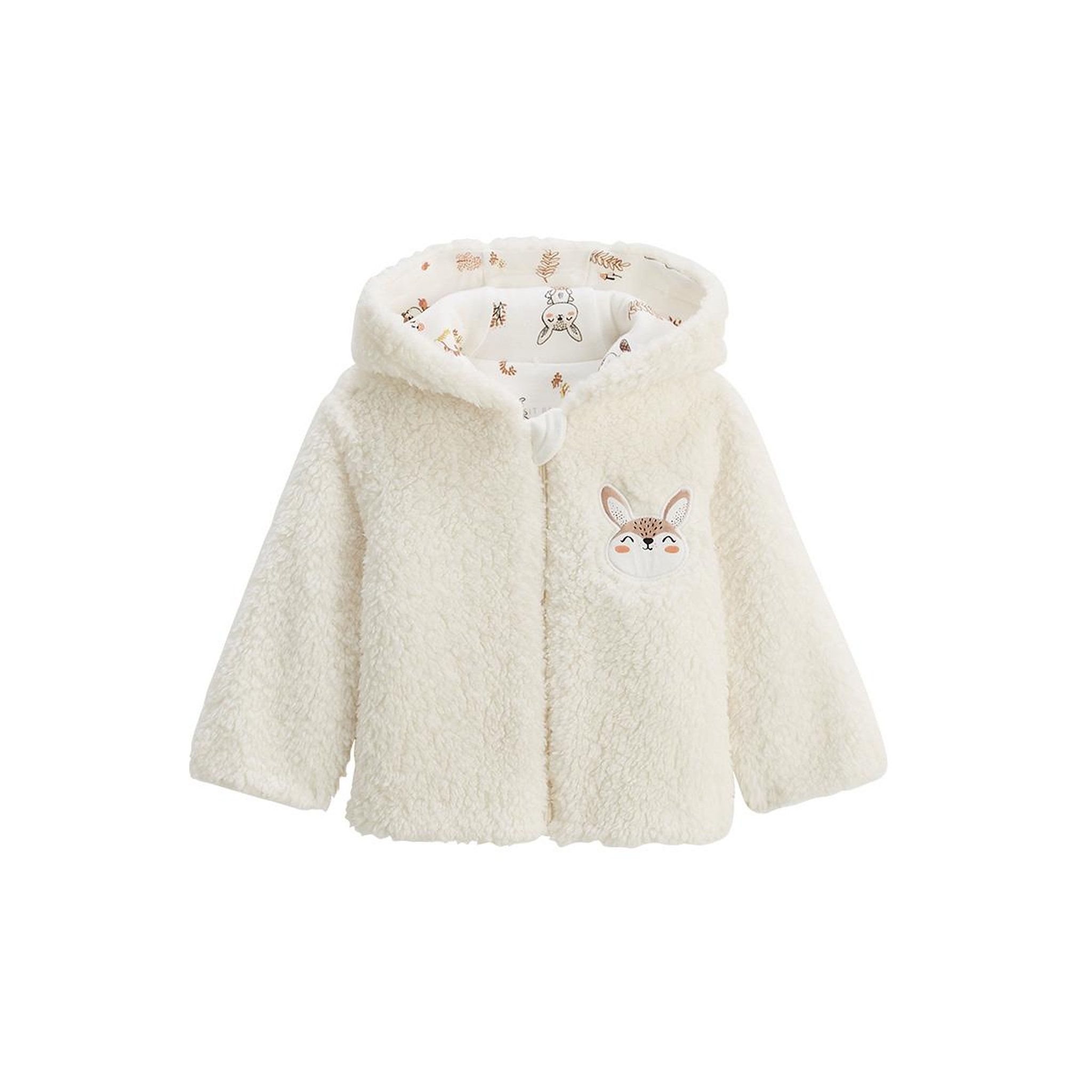 Petit Béguin Veste à capuche zippé bébé en sherpa chou lapinou. Coloris disponibles : Beige