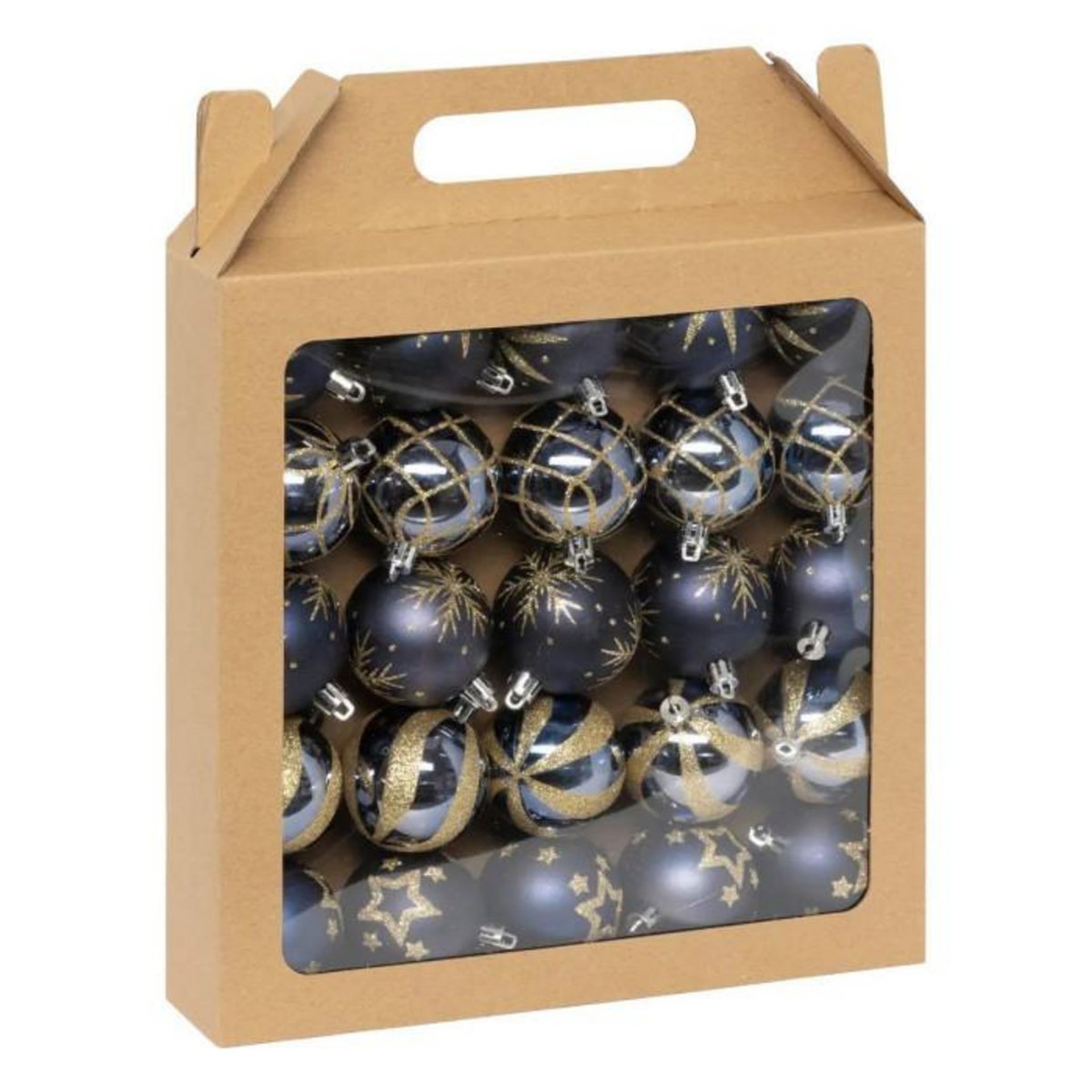 ATMOSPHERA Lot de 25 Boules de Noël  Maison des Couleurs  6cm Bleu & Or