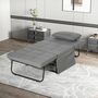 Voir la diapositive 4 : HOMCOM Fauteuil relax canapé pouf lit d'appoint 4 en 1 dossier inclinable 5 niveaux repose-pied rabattable châssis acier noir polyester gris