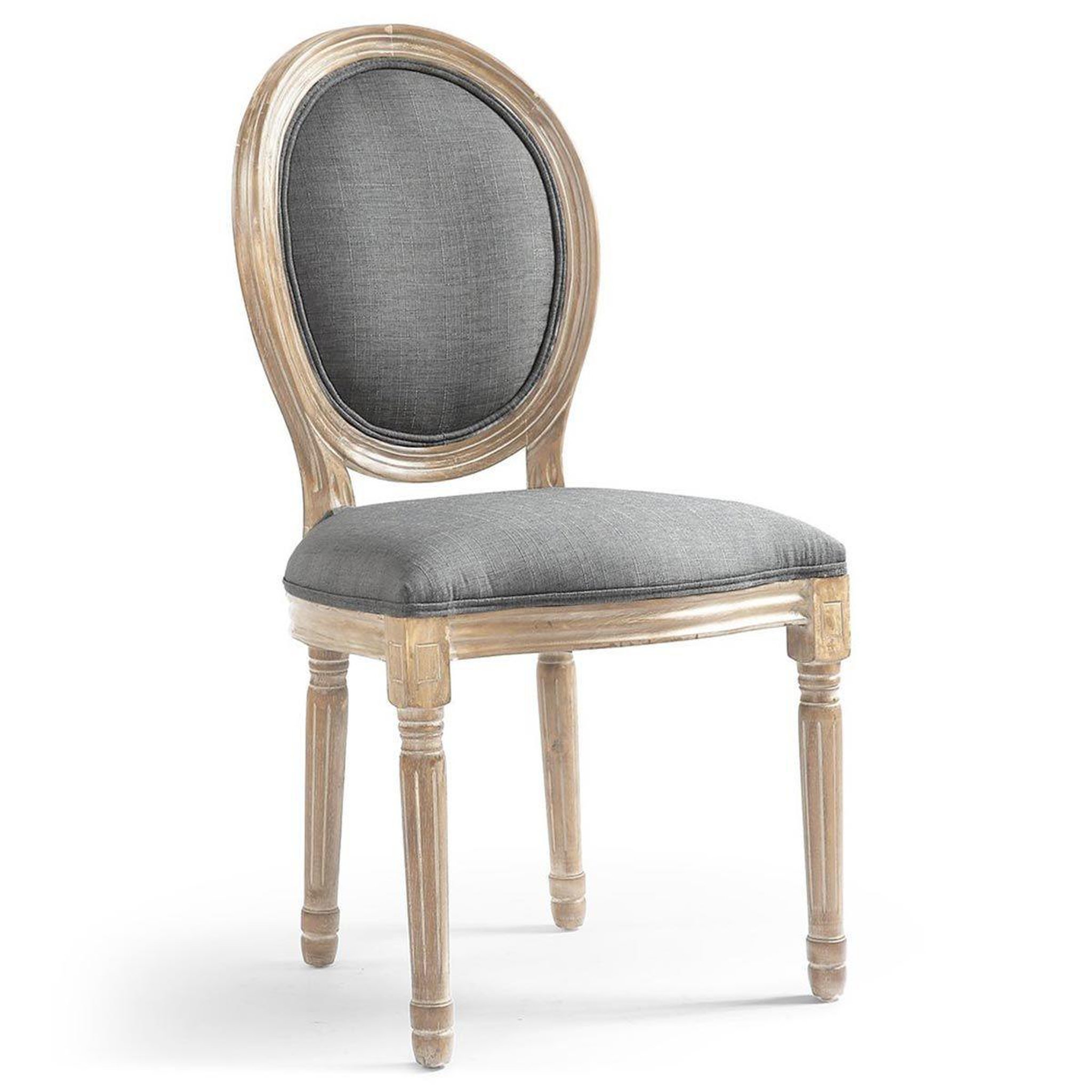 Voir la diapositive 2 : Paris Prix Lot de 2 chaises médaillon tissu  versailles  96cm gris clair