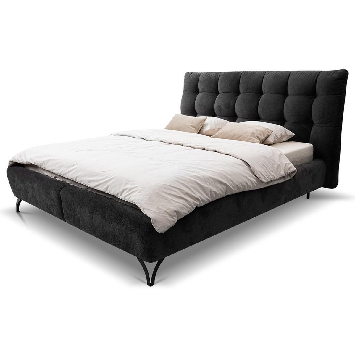 LISA DESIGN Sohan - lit coffre - 160x200 - en tissu bouclette - sommier inclus