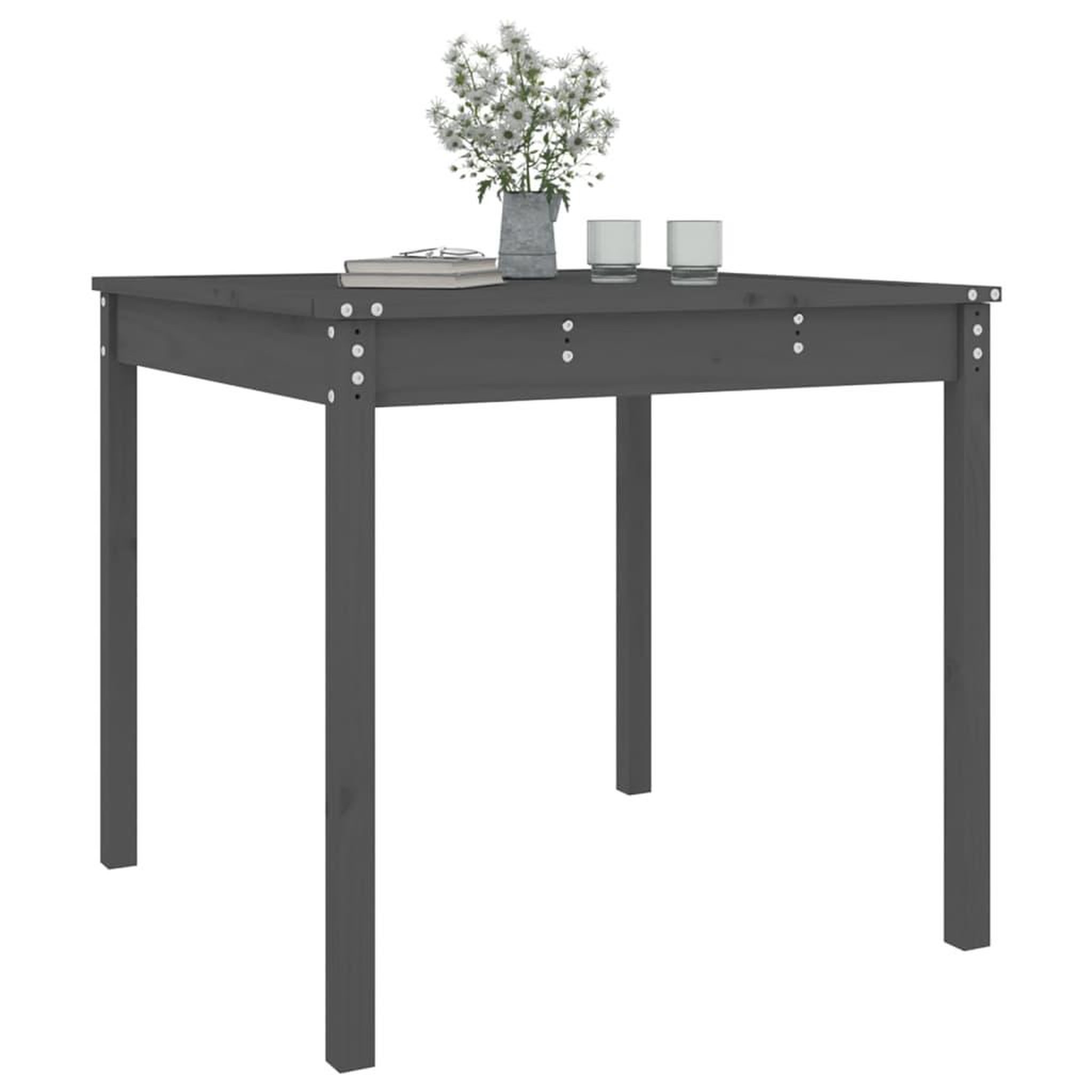 Voir la diapositive 4 : VIDAXL Table de jardin gris 82,5x82,5x76 cm bois massif de pin