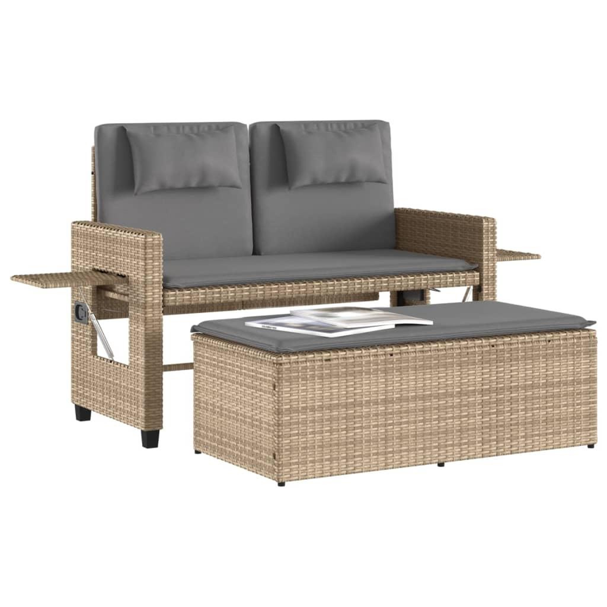 Voir la diapositive 4 : VIDAXL Banc inclinable de jardin avec coussins beige resine tressee