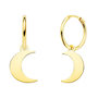 Voir la diapositive 1 : L'ATELIER D'AZUR Boucles d'Oreilles Créoles Or 18 Carats 750/000 Jaune - Charms Lune Pendantes
