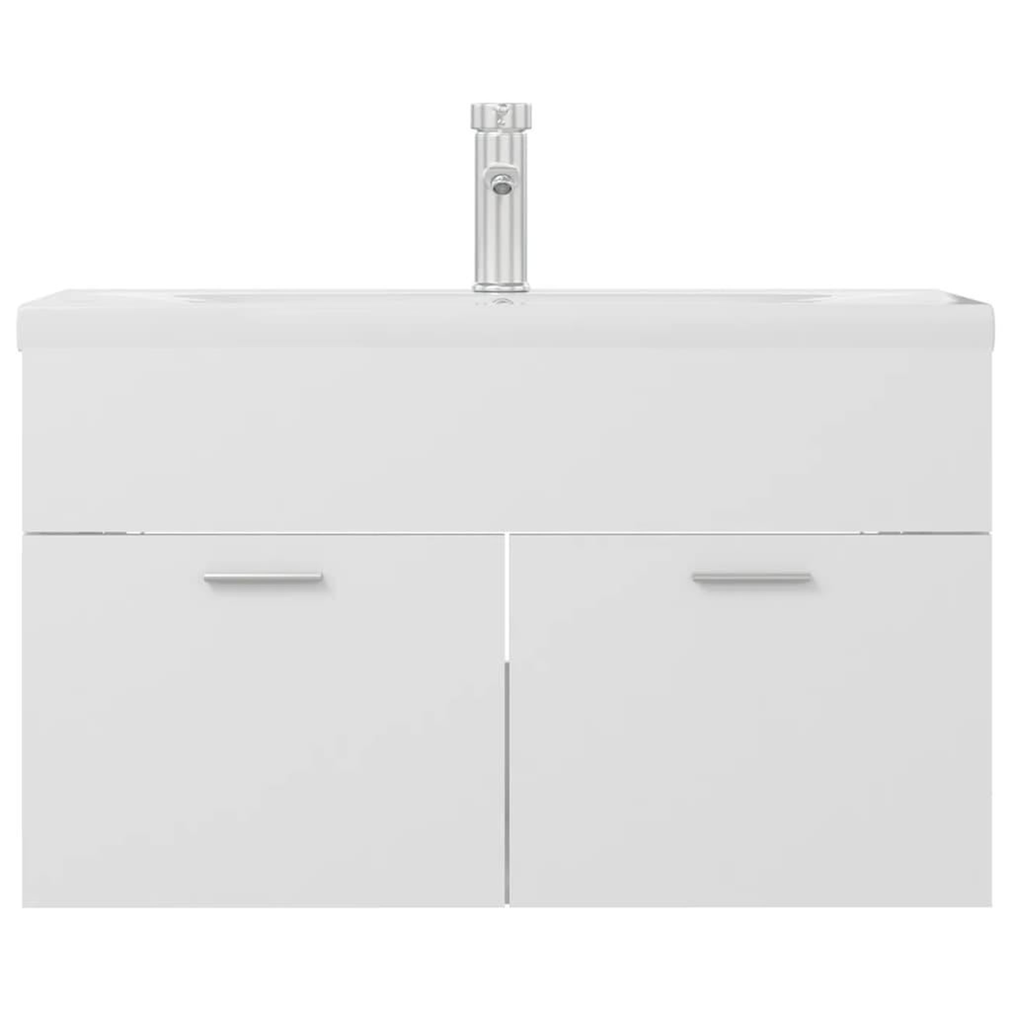 Voir la diapositive 3 : VIDAXL Armoire d'evier avec lavabo integre Blanc Agglomere