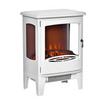 HOMCOM Cheminée électrique poêle style néo-rétro 1000-2000 W simulation flammes LED luminosité réglable acier ABS blanc