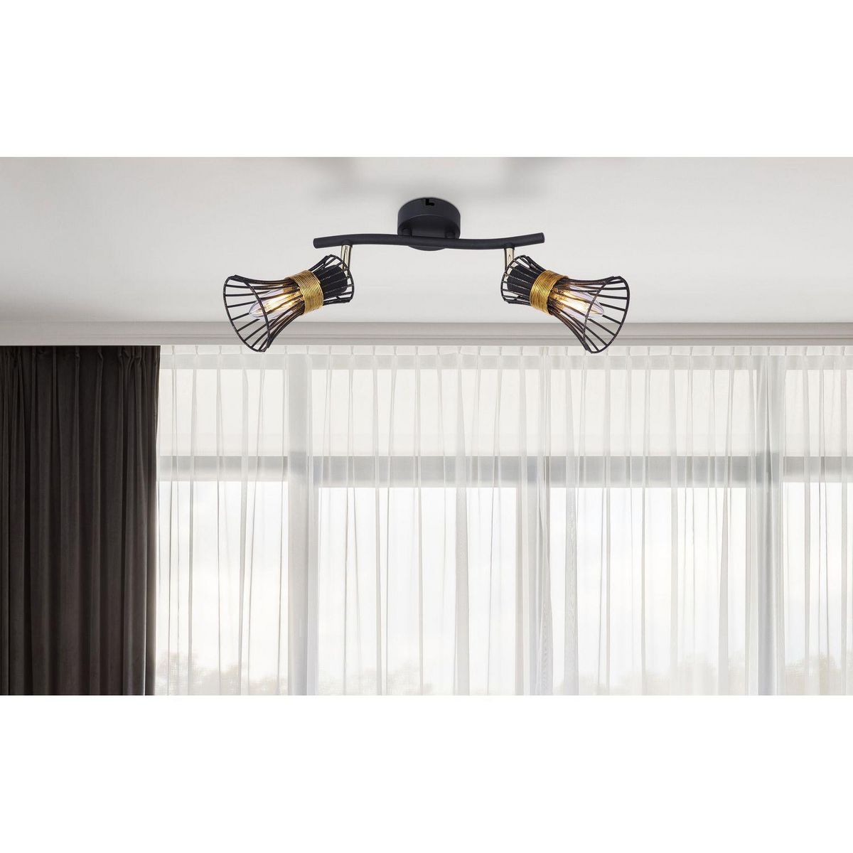 GLOBO Spot plafonnier design Purra - Noir et doré