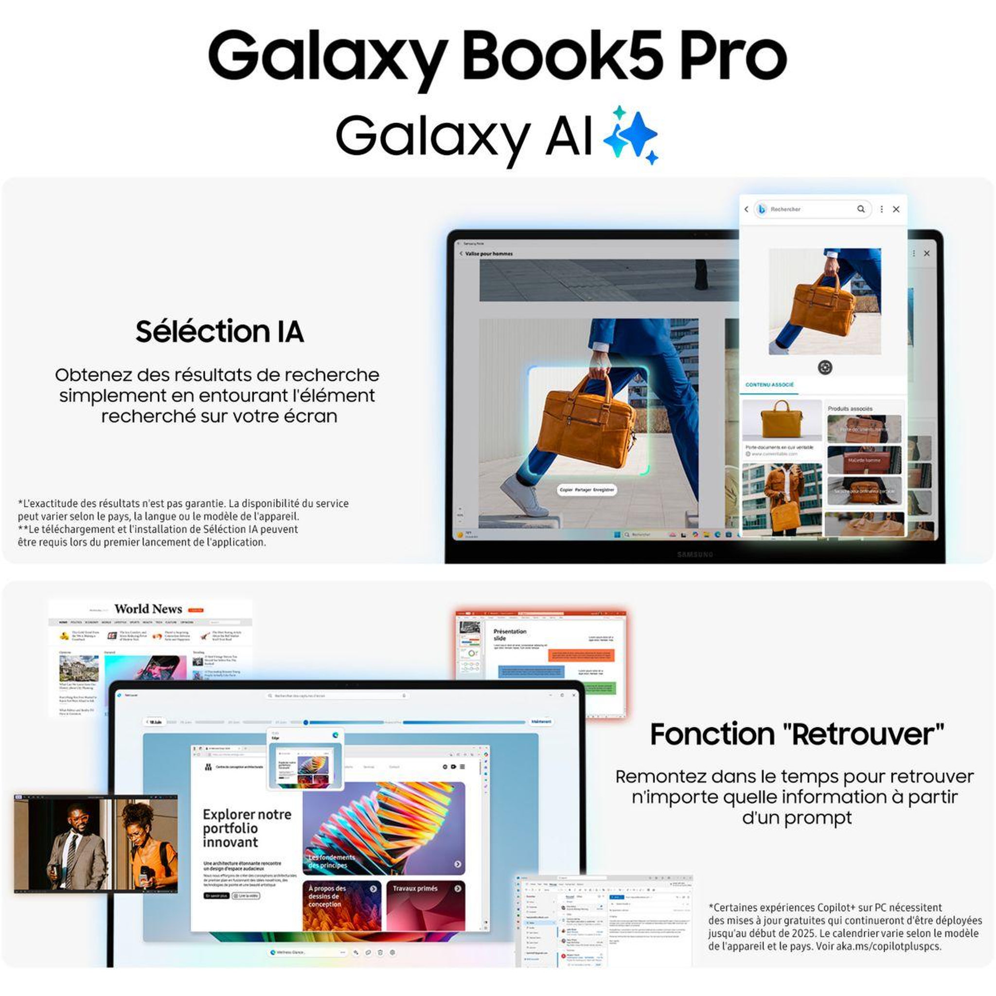 Voir la diapositive 3 : Samsung Ordinateur portable Galaxy Book5 Pro 14'' Copilot+ PC Gris