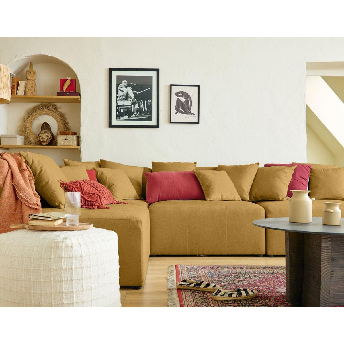 LISA DESIGN Amalfi - canapé modulable d'angle réversible - 4 places - en tissu