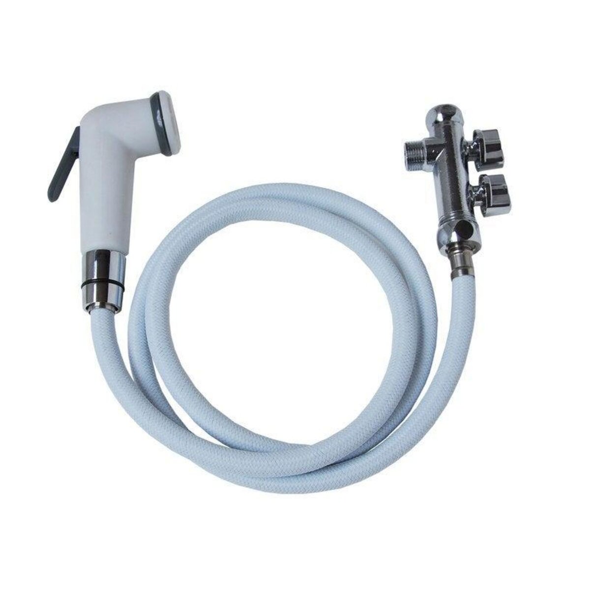 CENTRALE BRICO Kit hygiène WC : douchette ABS + flexible nylon + raccord 3 voies 12 x 17/15 x 21 mm